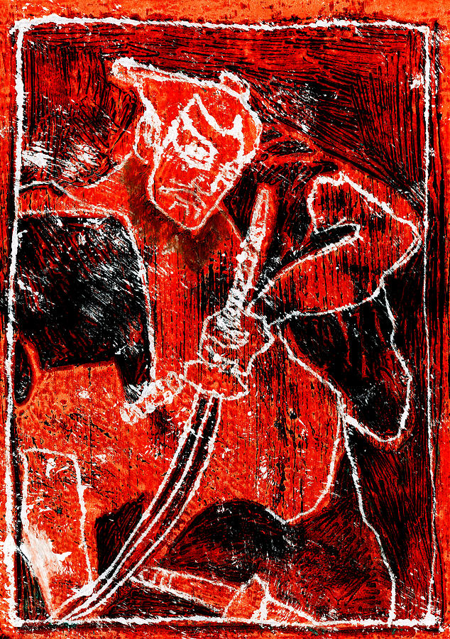Red Japanese Warrior 7f2 Relief by Edgeworth Johnstone