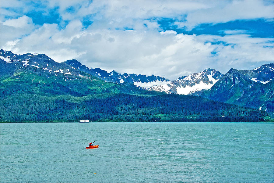 Red Kayak in Resurrection Bay in Seward, Alaska Photograph by Ruth Hager