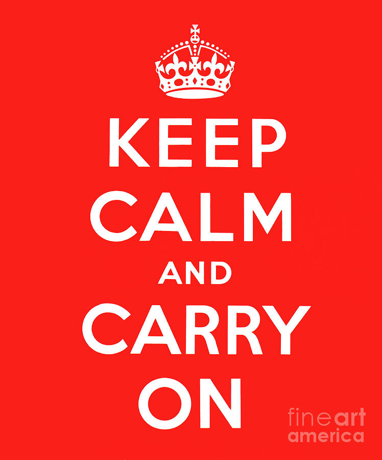 red, Keep Calm and Carry On Digital Art by English School
