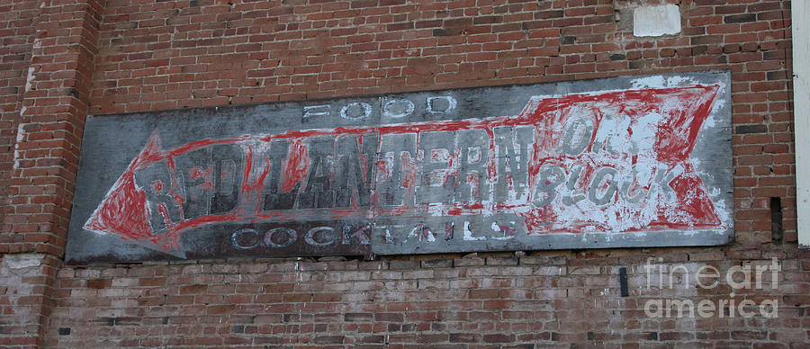 Red Lantern Ghost Sign Photograph by Tony Baca