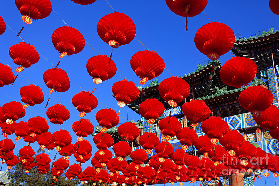 Commercial Photograph - Red Lanterns Are Used As Decoration by Testing Commercial Photograph - Red Lanterns Are Used As Decoration by Testing