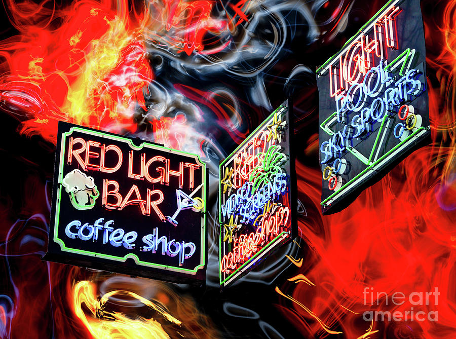 Red Light Bar Coffee Shop Drama in Amsterdam Digital Art by John Rizzuto