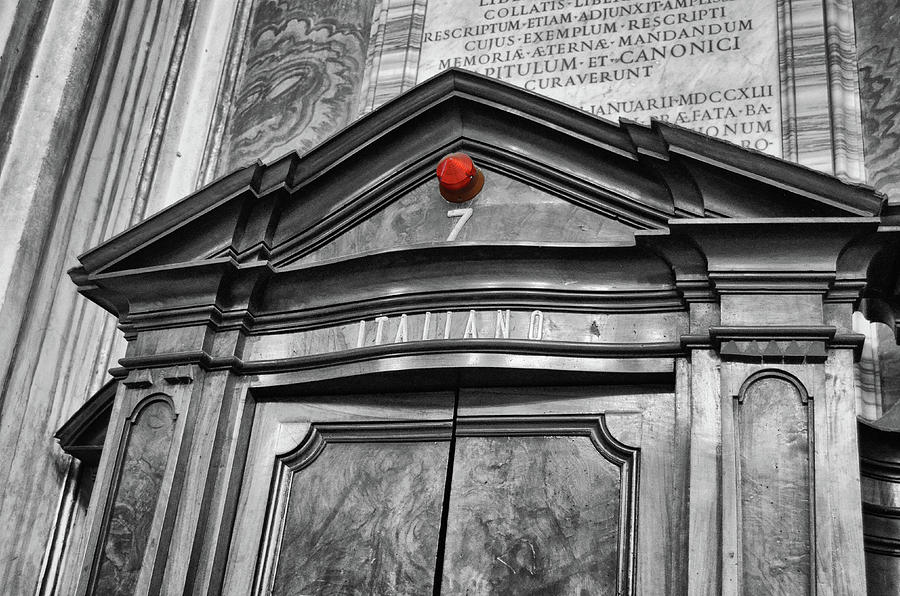 Red Light Confessional No. 7 Basilica di Santa Maria Maggiore Rome Italy Color Splash Digital Art by Shawn OBrien