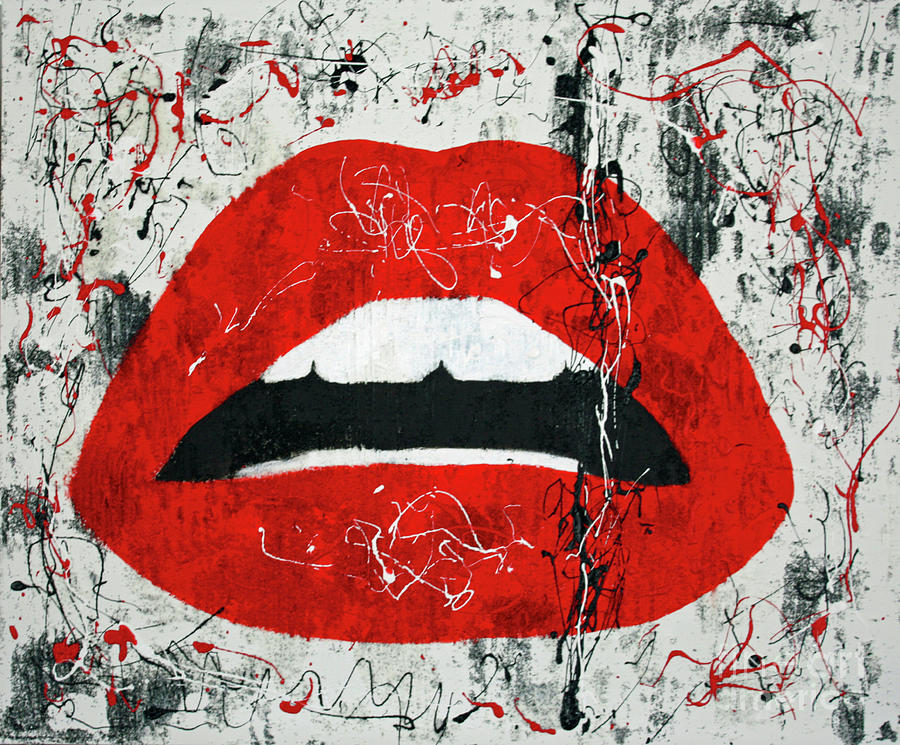 Red Lips Painting by Kathleen Artist PRO