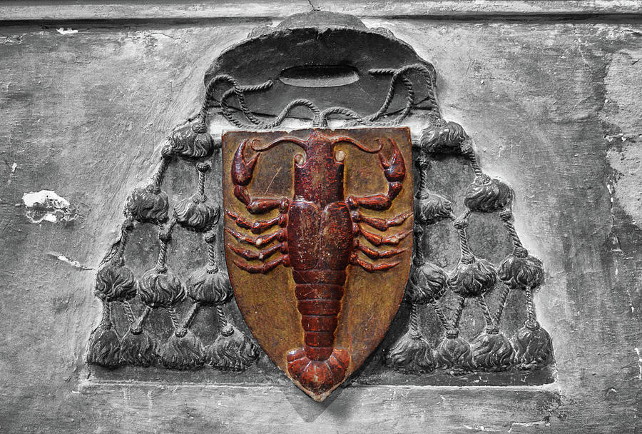Red Lobster Shield Wall Art Basilica di San Pietro in Vincoli Rome Italy Color Splash Digital Art by Shawn OBrien
