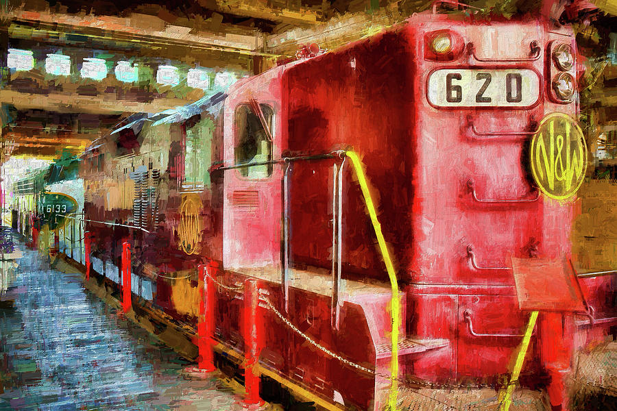 Red Locomotive Train AP Painting by Dan Carmichael