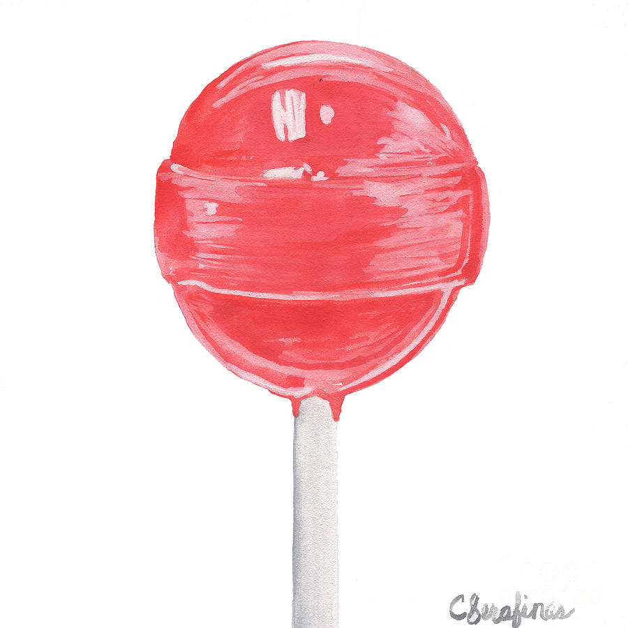 Red Lollipop Painting Caroline Serafinas - Art