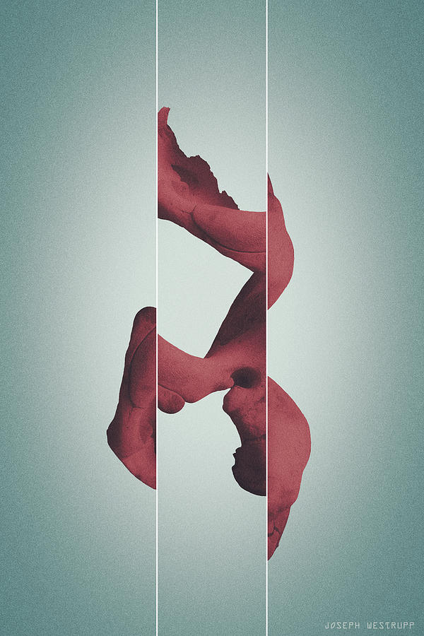Red Memorism - Surreal Abstract Elephant Bone Collage With Lines by Joseph Westrupp Red Memorism - Surreal Abstract Elephant Bone Collage With Lines by Joseph Westrupp