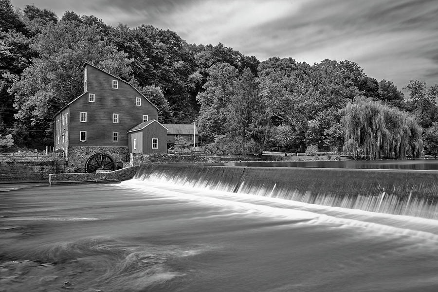 Red Mill In Clinton New Jersey BW Photograph by Susan Candelario