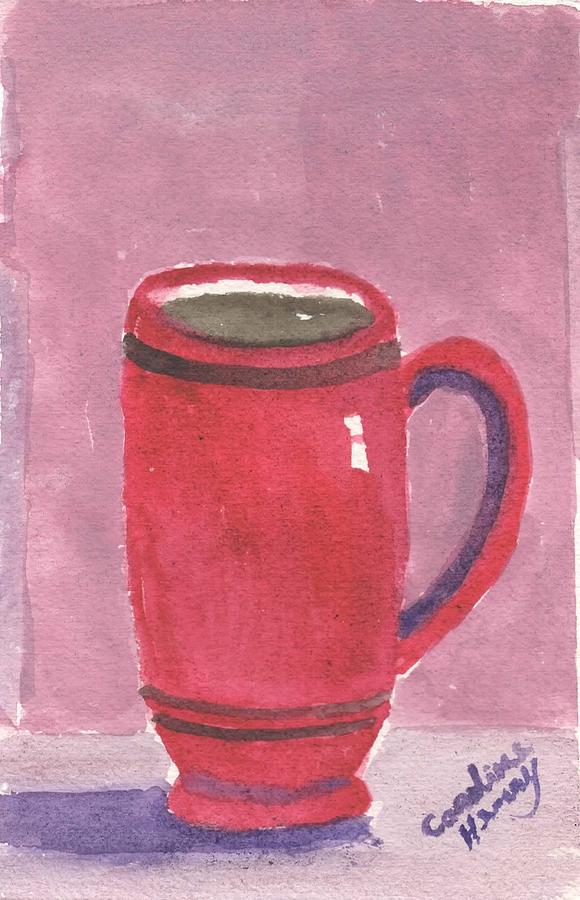 Red Mug Painting by Caroline Henry