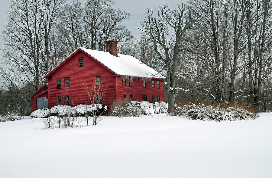 Red New England Colonial in Winter by Wayne Marshall Chase Red New England Colonial in Winter by Wayne Marshall Chase