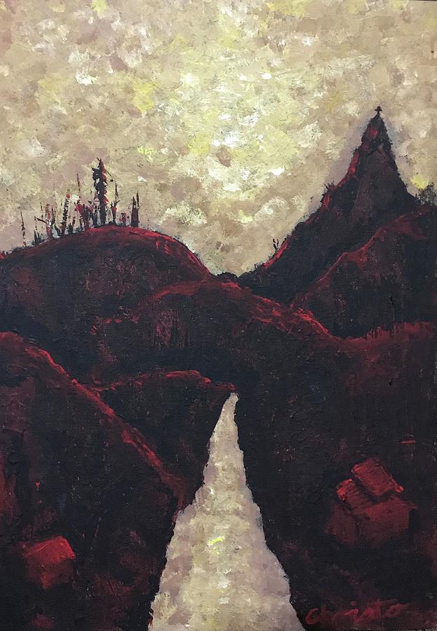 Mountain Painting - Red Night by Christo Botha