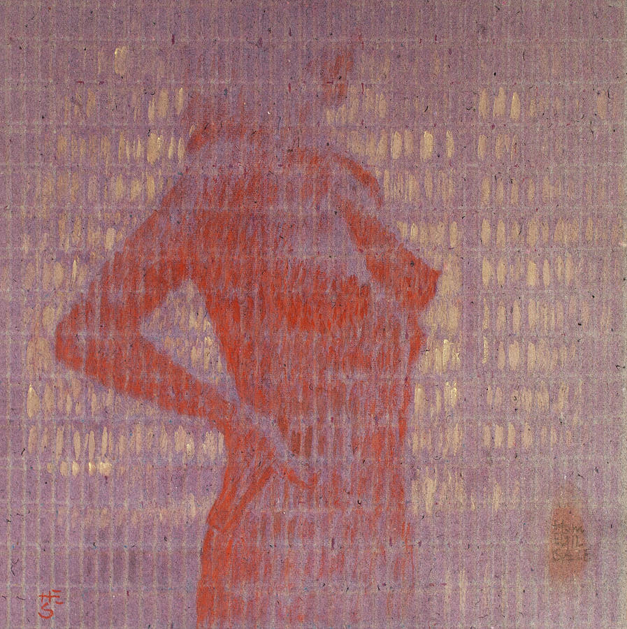 Red Nude Painting by Hans Egil Saele
