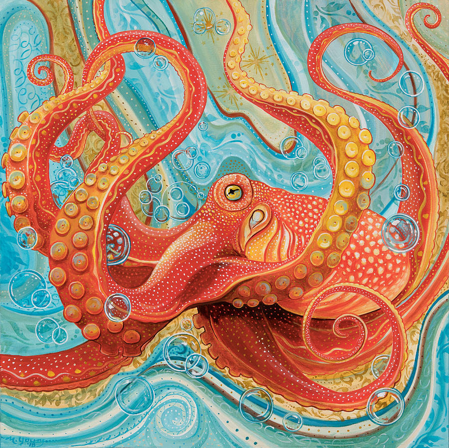 Octopus Painting - Red Octopus by Maureen Young