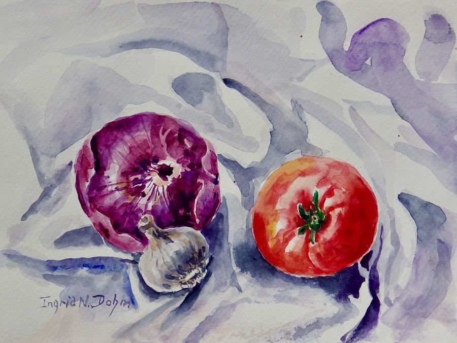 Red Onion Painting by Ingrid Dohm