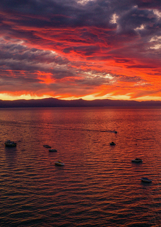 Red Orange Sunset Lake Tahoe Photograph by Anthony Giammarino