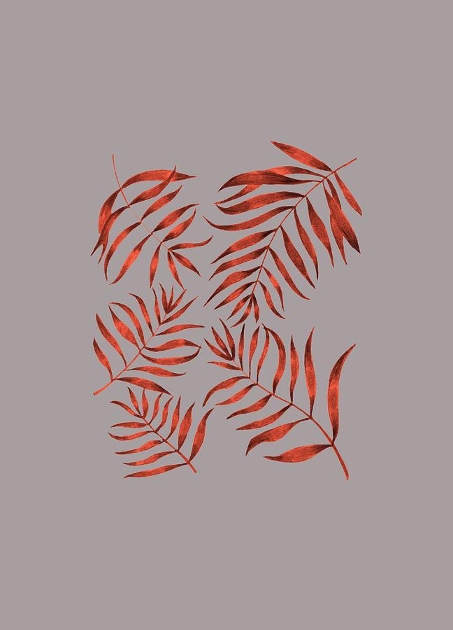 Red Palm Leaves Drawing By Janremi B