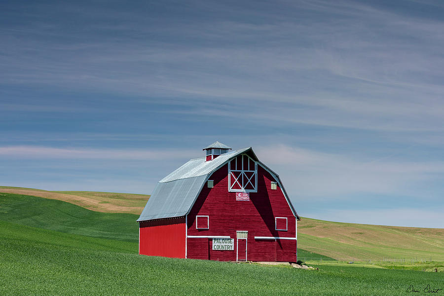 Color Photograph - Red Palouse Barn I by David Drost