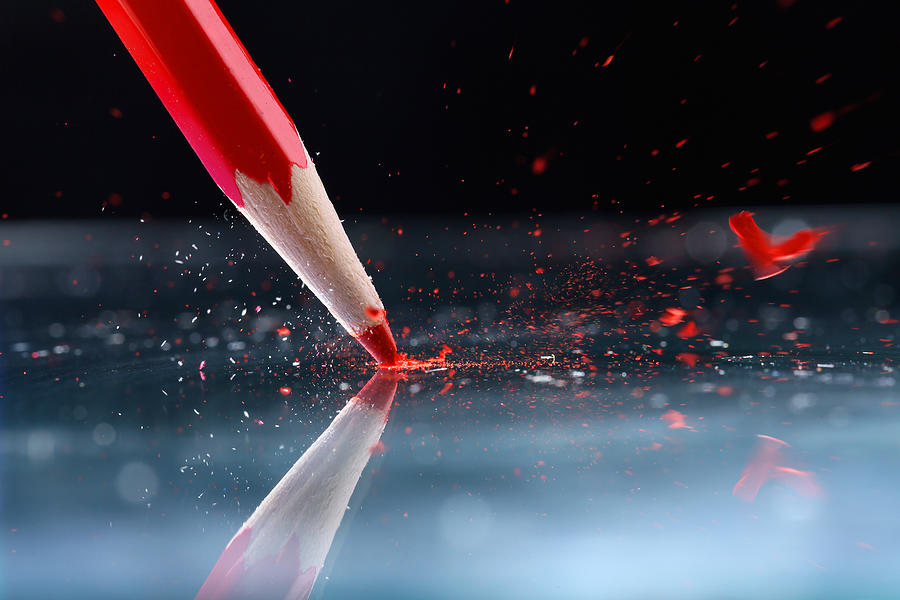 Abstract Photograph - Red Pencil by Krzysztof Winnik