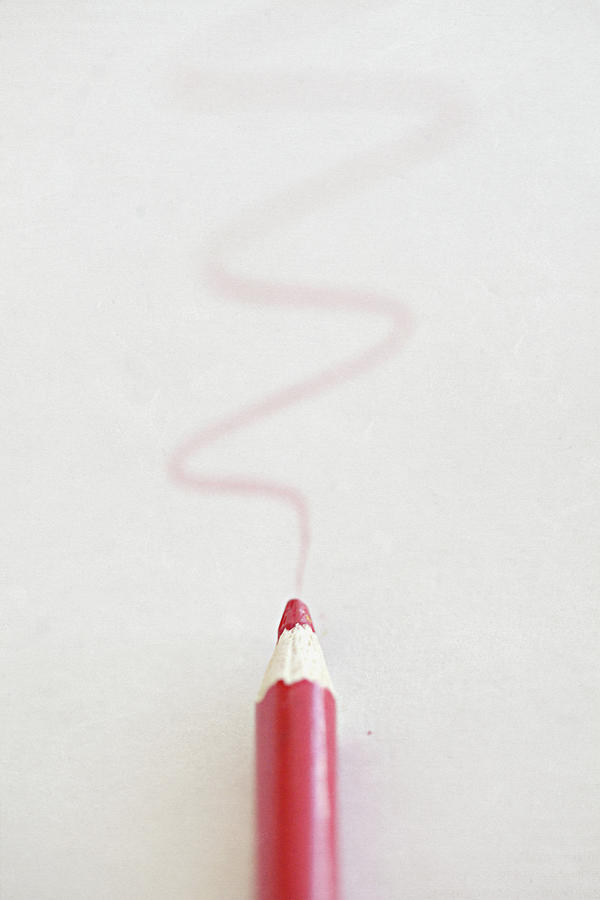Red Pencil With Red Scribble Line Photograph by Stephanie Mull Photography