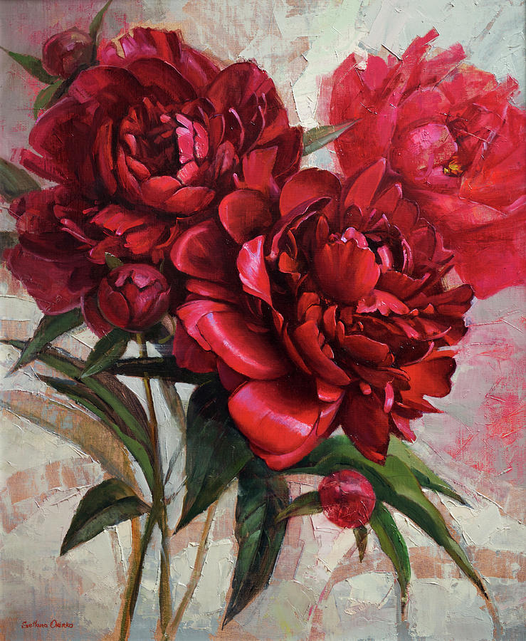Flower Painting - Red Peonies by Svetlana Orinko
