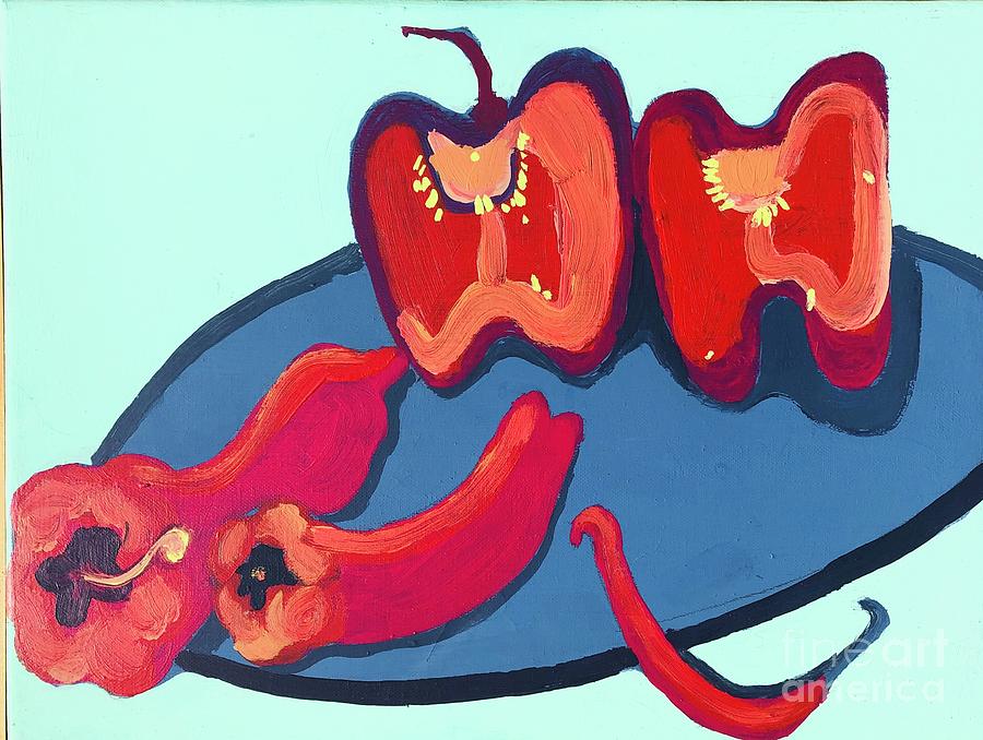 Red Peppers  Painting by Debra Bretton Robinson