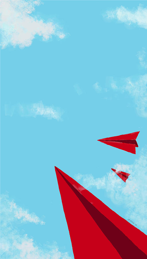 Plane Digital Art - Red Plane Brigade by Juan Carlos Rios