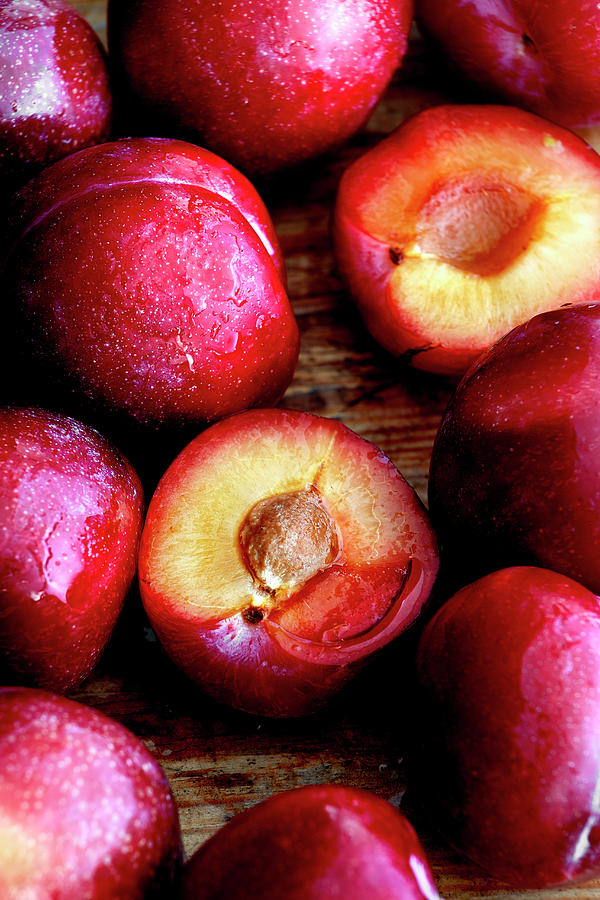 Red Plums close-up Photograph by Milo Brown