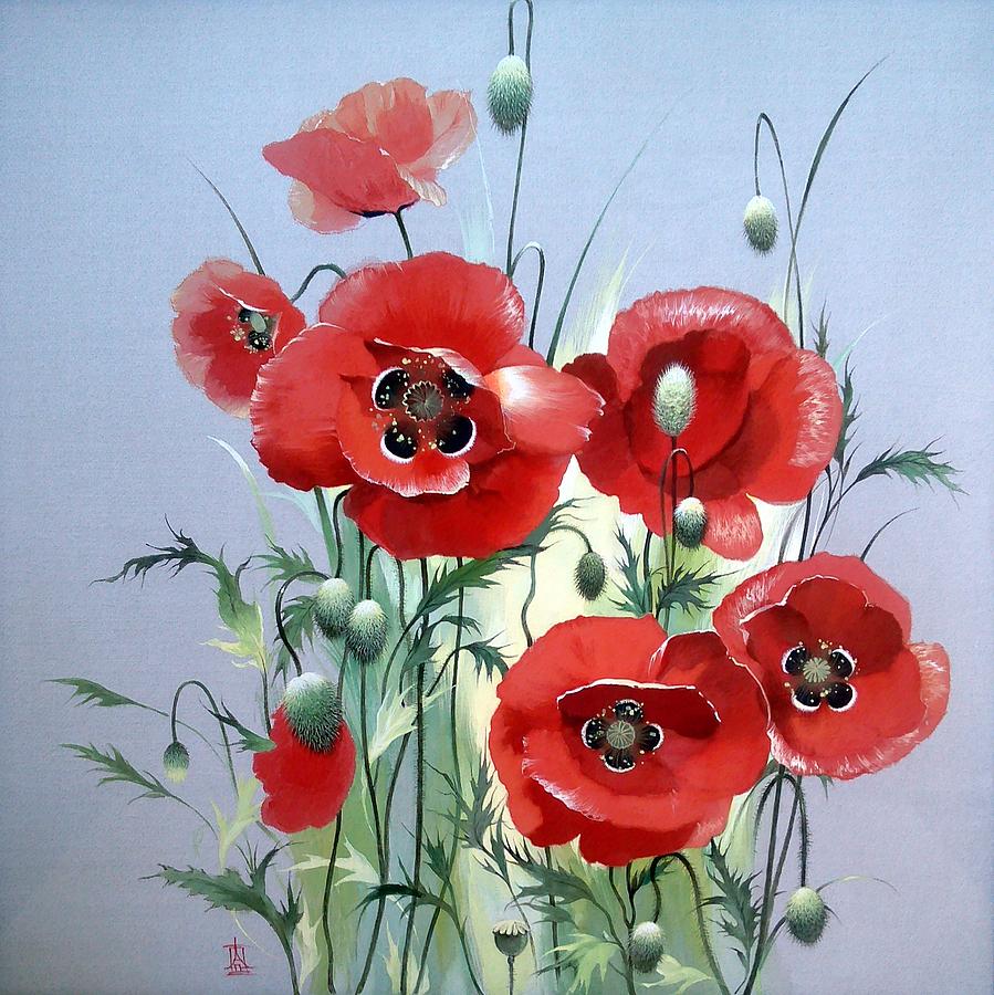 Red Poppies Painting by Alina Oseeva