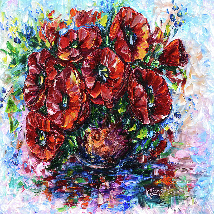 Red Poppies In A Vase by OLena Art - Lena Owens Red Poppies In A Vase by OLena Art - Lena Owens