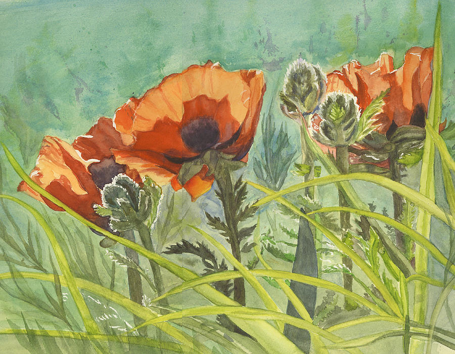 Red Poppies Painting by Martha Lancaster