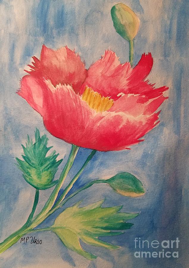 Red Poppy Painting by Maria Urso