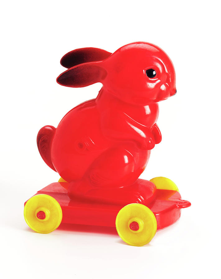 Nature Drawing - Red Rabbit Toy on Wheels by CSA Images