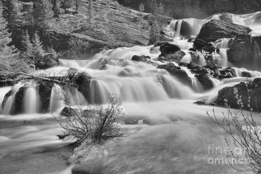 Red Rock Falls Base Black And White Photograph by Adam Jewell
