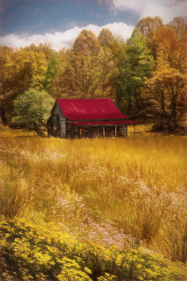 Red Roof Country Oil Painting Photograph by Debra and Dave Vanderlaan