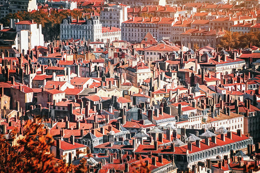 Red Rooftops and Chimneys of Old Lyon France  Photograph by Carol Japp