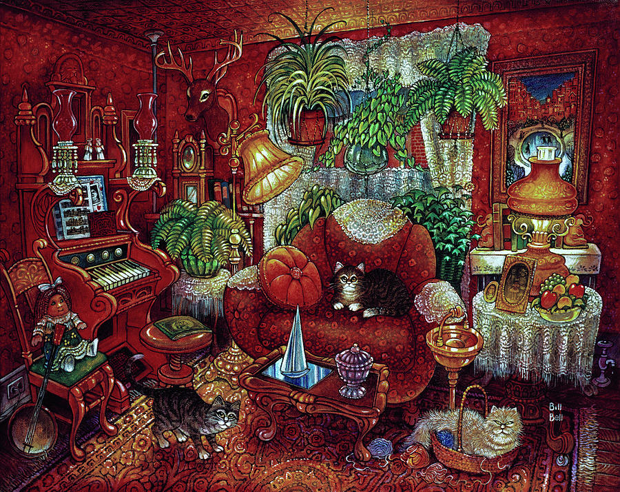 Red Room Painting - Red Room by Bill Bell