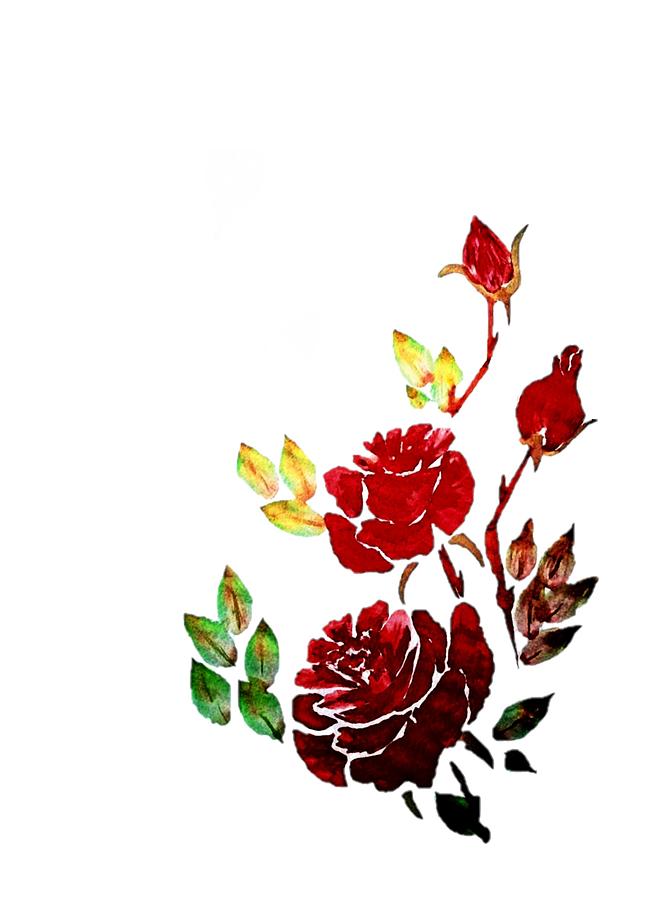 Red Rose Bouquet Watercolor Painting Painting by Delynn Addams