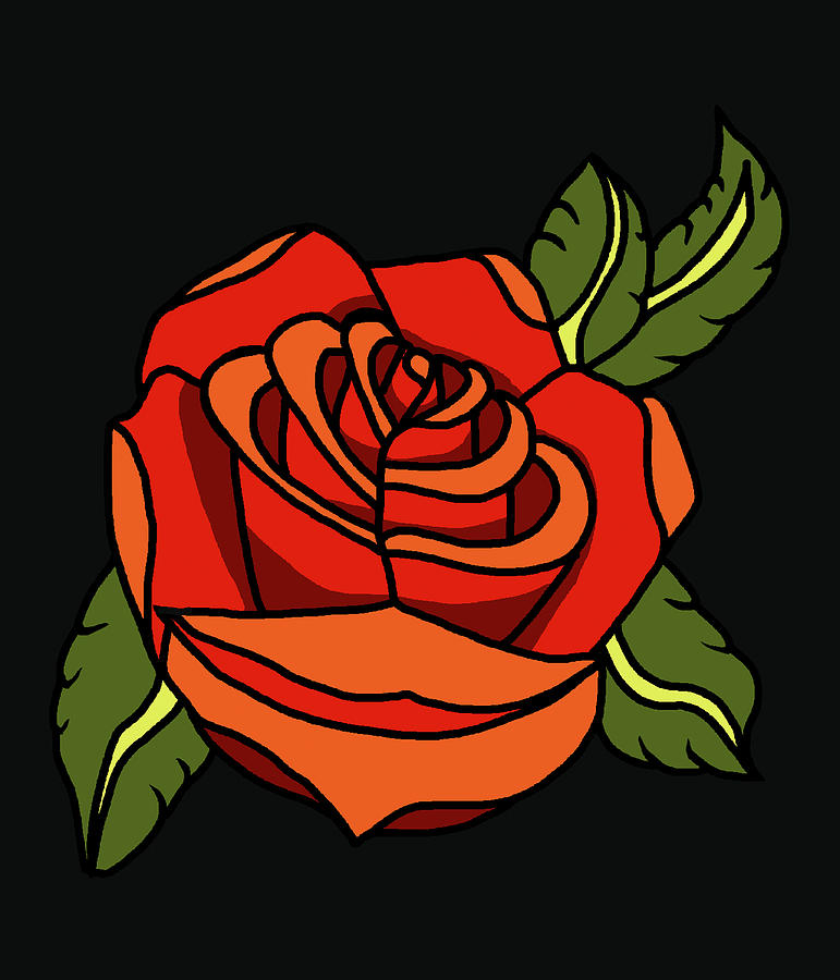 Rose Painting - Red Rose Tattoo by Wolf Heart Illustrations