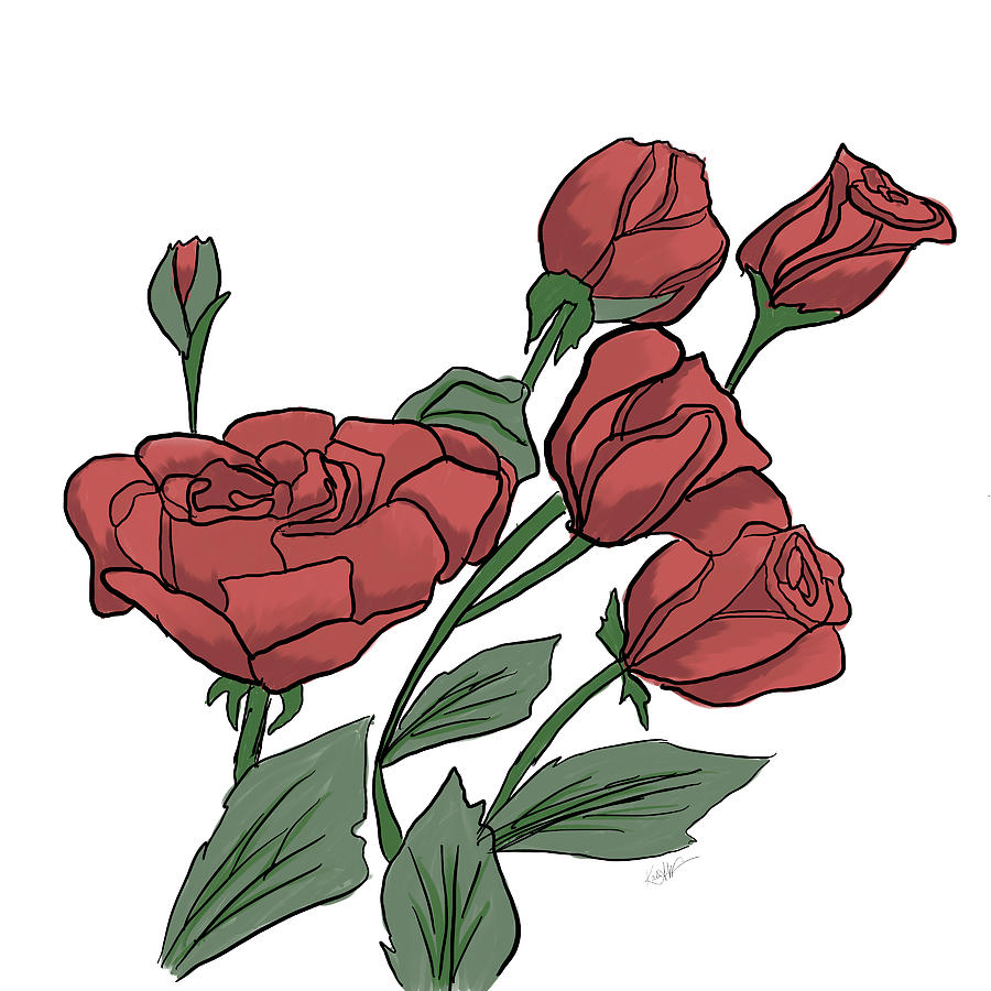 Rose Digital Art - Red Roses by Kali Wilson