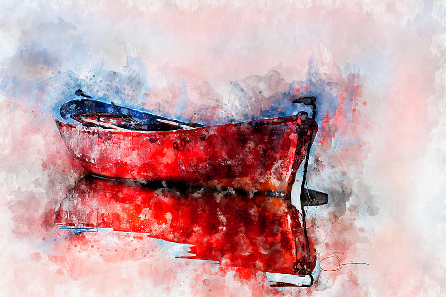 Red Row Boat Digital Art by Rob Smiths