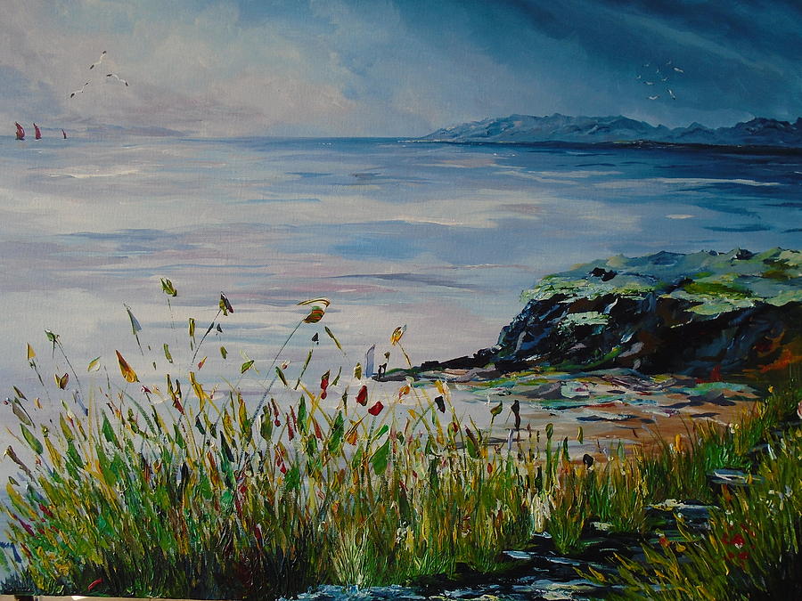 Red sails,  Galway Bay Painting by Conor Murphy