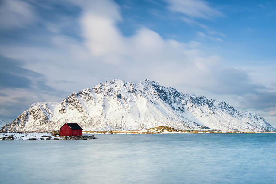 Barn Photograph - Red Shack On Fjord by Michael Blanchette Photography