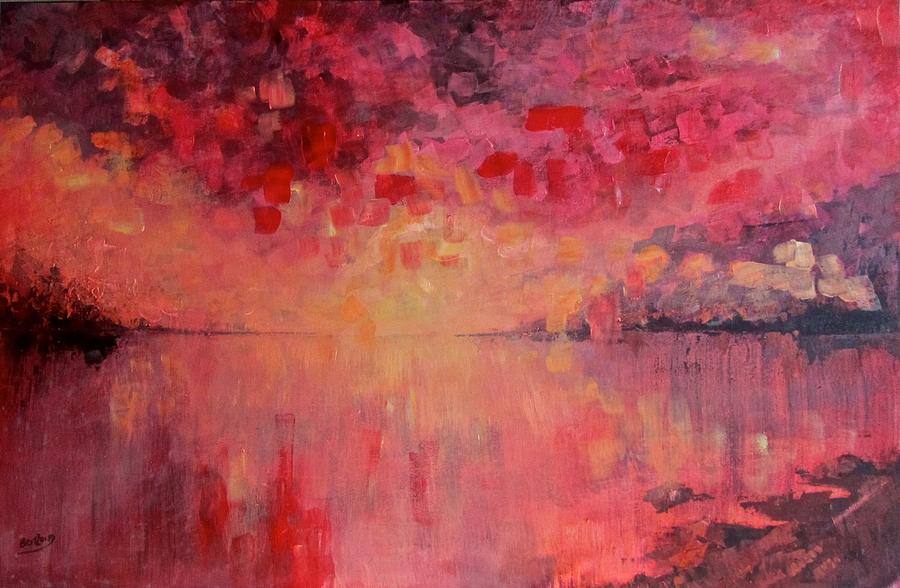 Red Sky at Night Painting by Barbara OToole