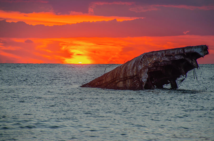 Red Sky at Sunset Point - Cape May New Jersey Photograph by Bill Cannon