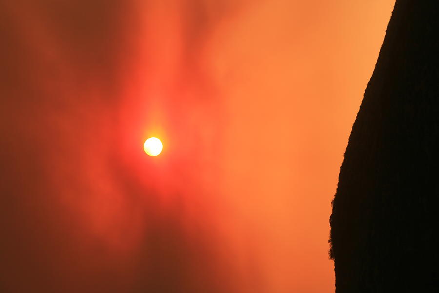 Red Sky Caused By Wildfire Debris In Photograph by Kevin Key / Slworking
