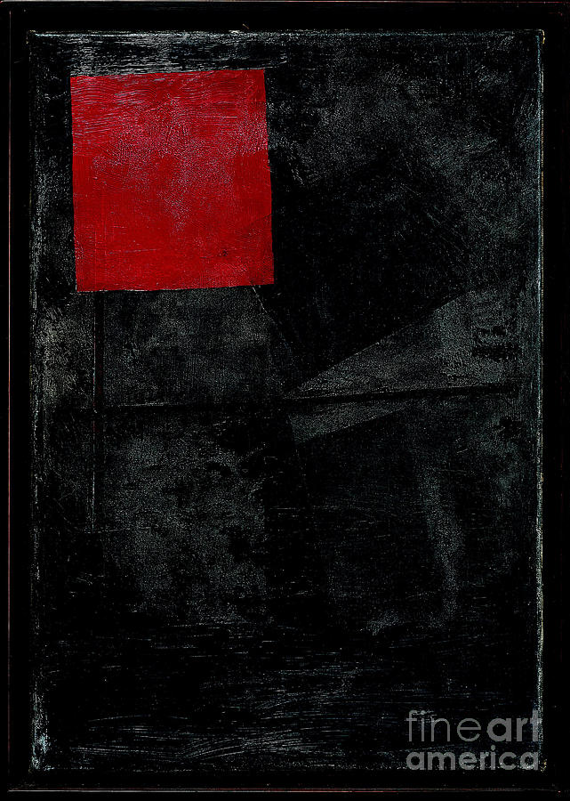 Red Square On A Black Background Drawing by Heritage Images
