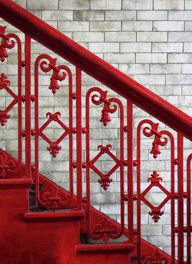 New York City Photograph - Red Staircase by Dave Mills