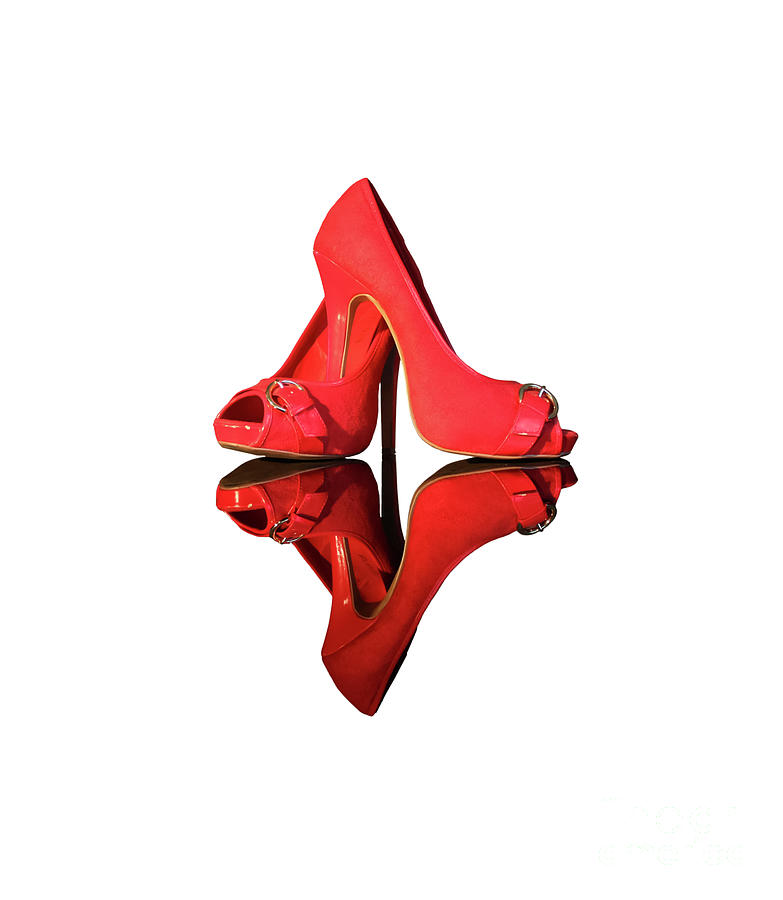 Red Stiletto Shoes on Transparent background Photograph by Terri Waters