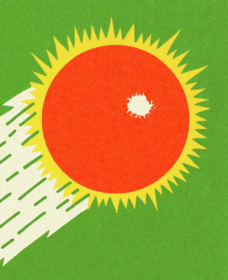 Vintage Drawing - Red Sunburst by CSA Images